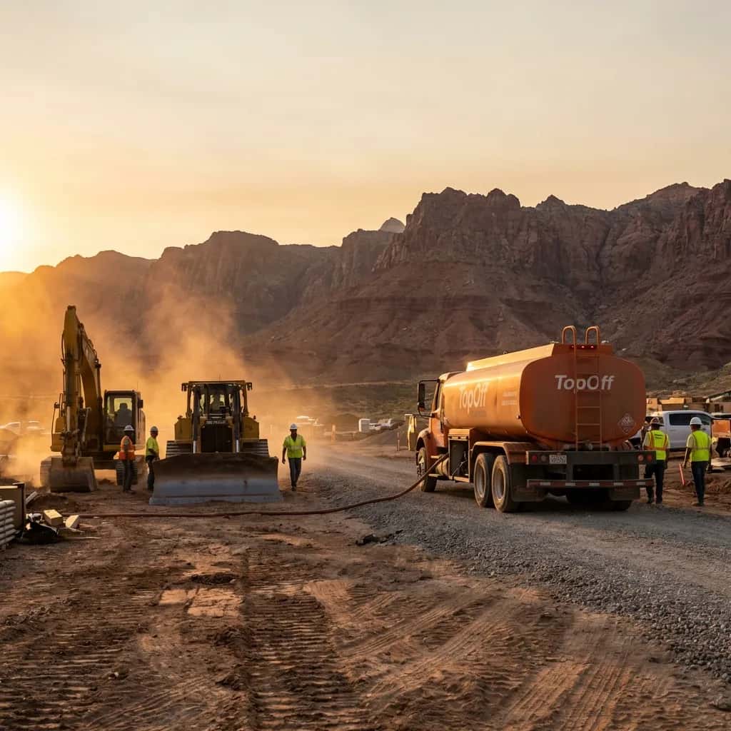 Construction fuel delivery diesel truck at job site in Utah