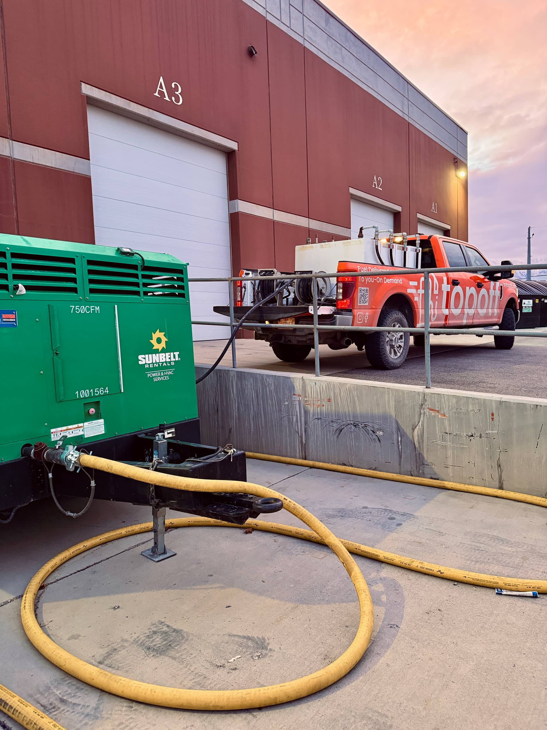 TopOff 24/7 fuel delivery for a rented compressor in Utah