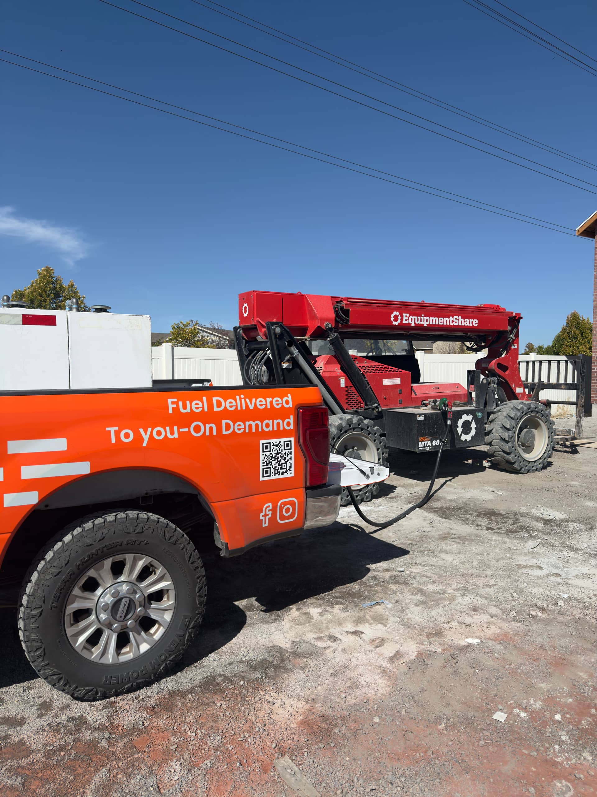 TopOff fuel delivery to rented equipment at a Utah job site