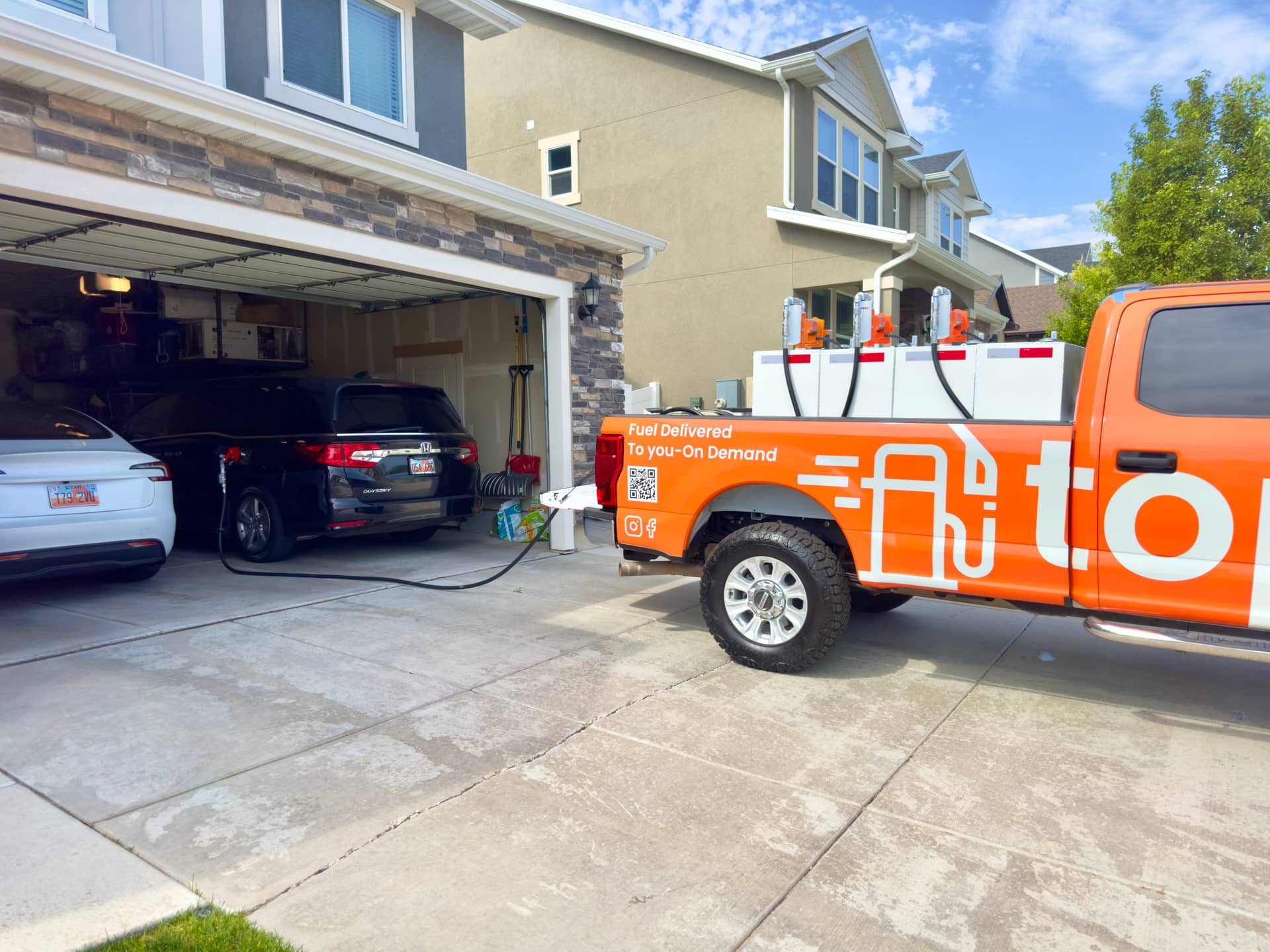 Residential garage fuel delivery service in Utah County