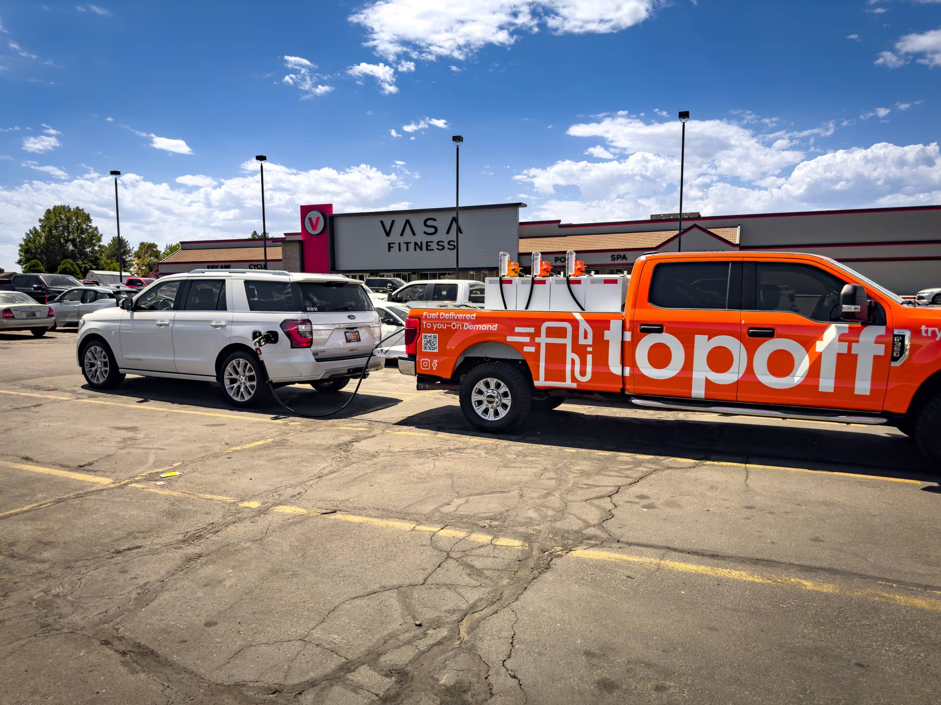 Fuel delivery at gym parking lot in Utah
