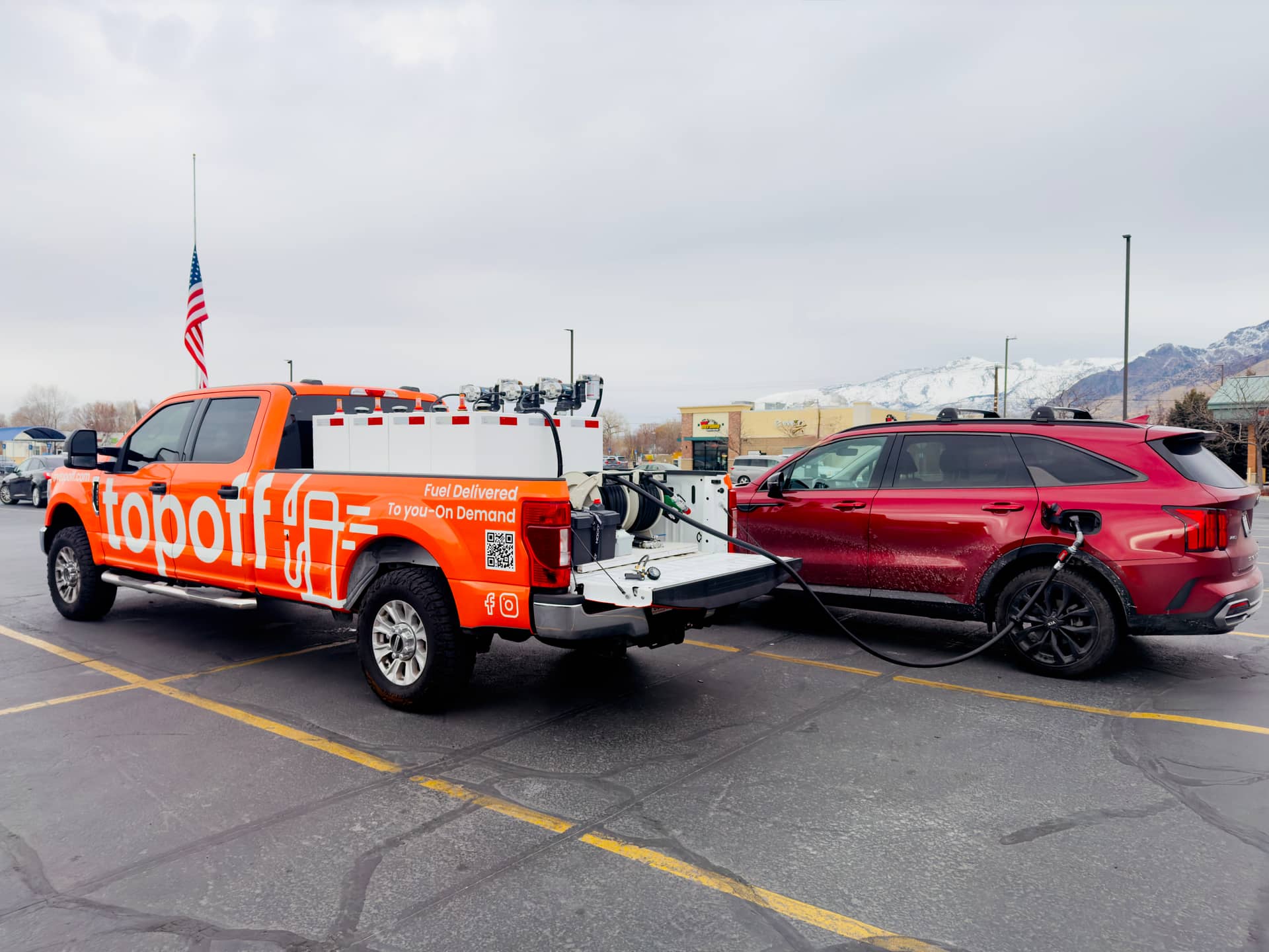 Fuel delivery while shopping at store parking lot in Utah