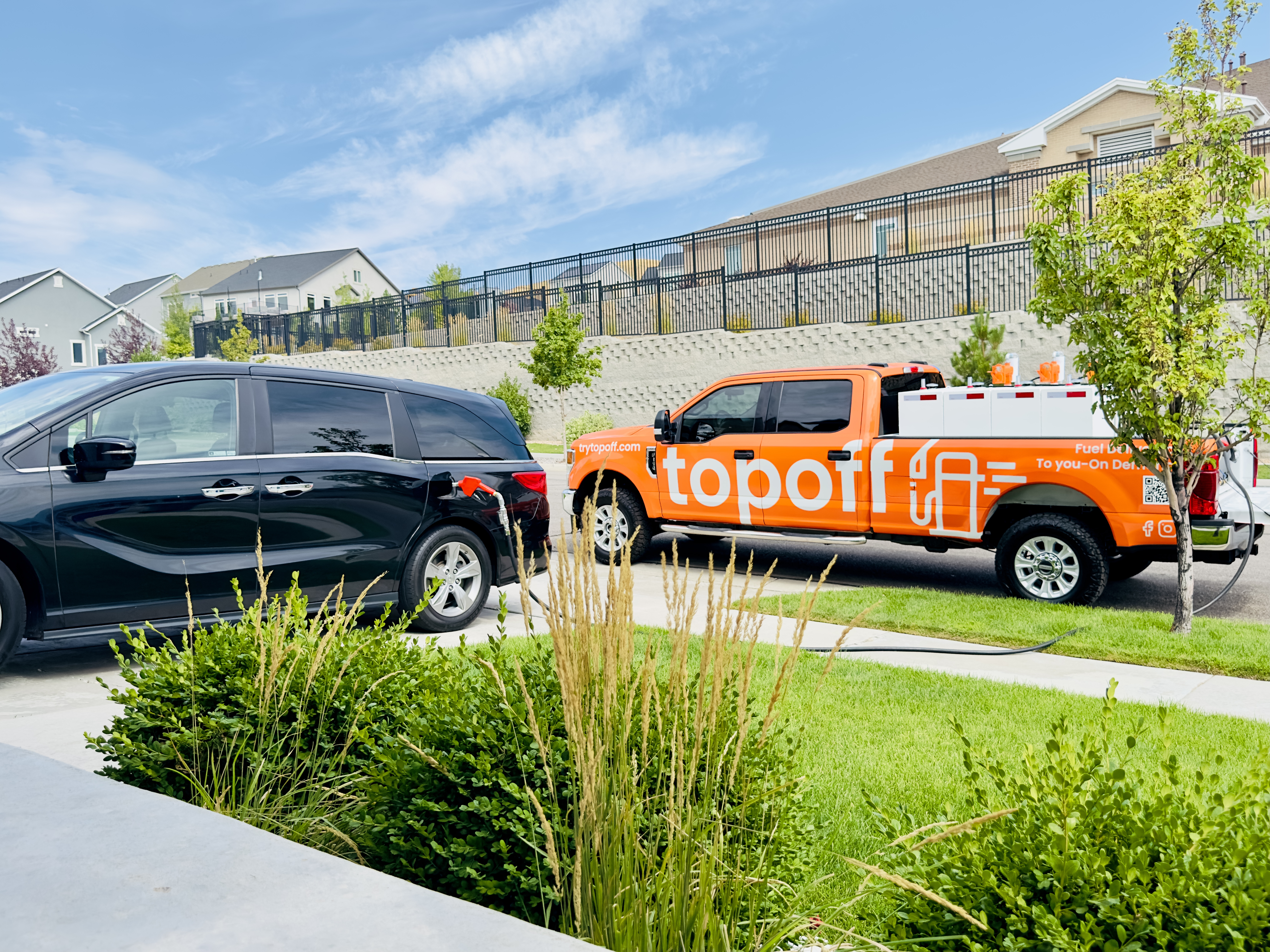 On-demand fuel delivery service at residential driveway in Utah