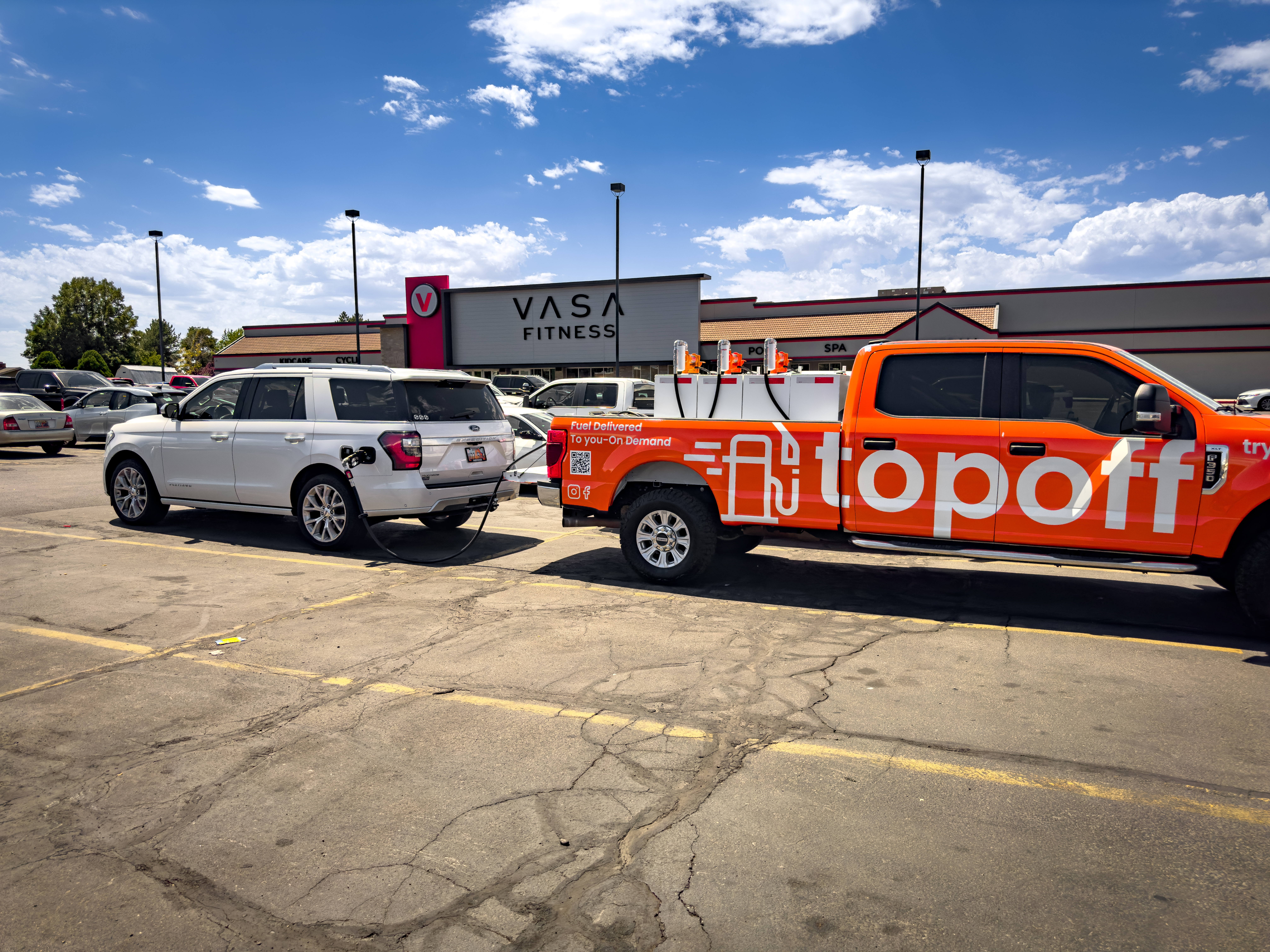 Fuel delivery at gym parking lot in Utah