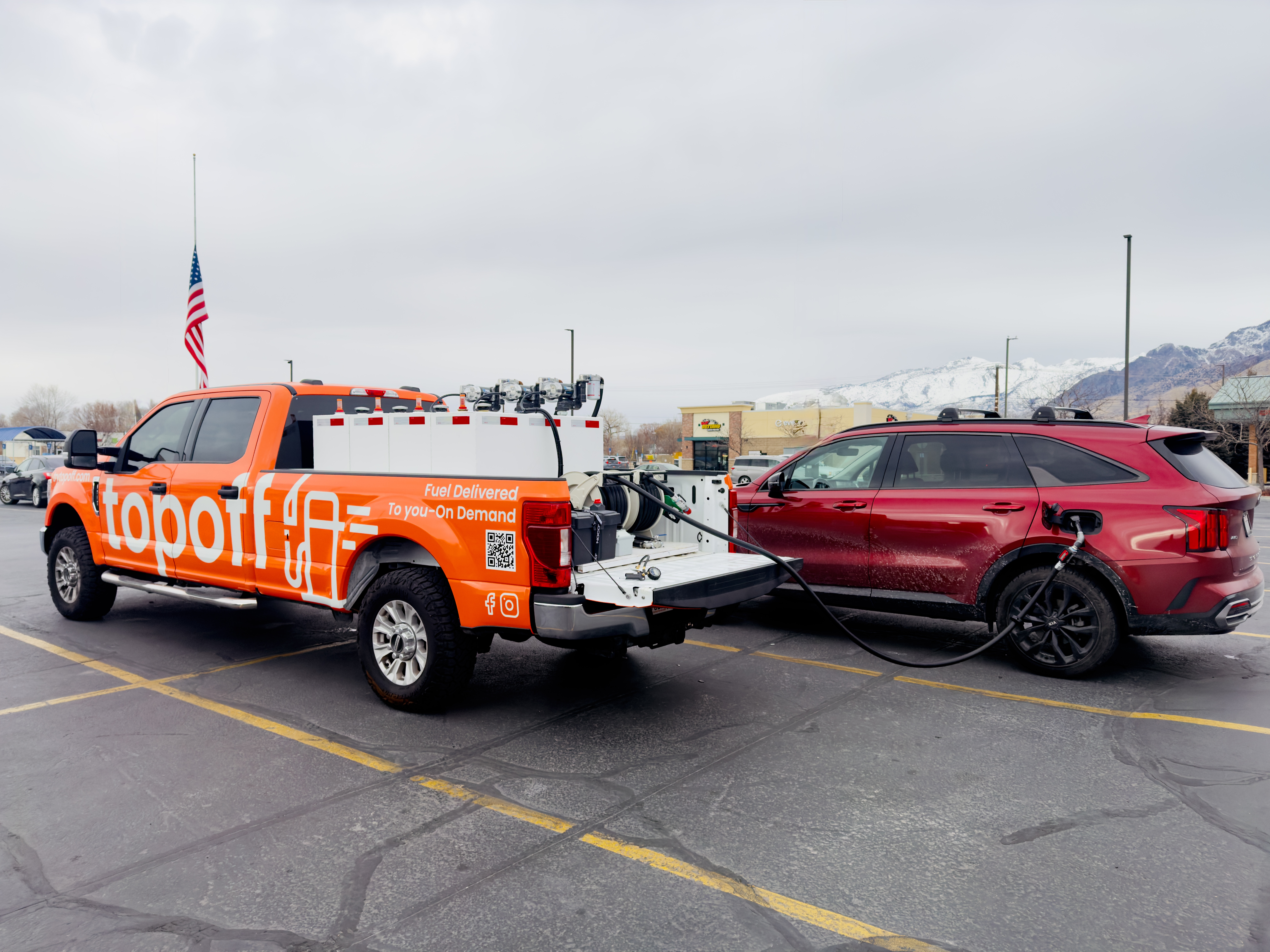 Fuel delivery while shopping at store parking lot in Utah